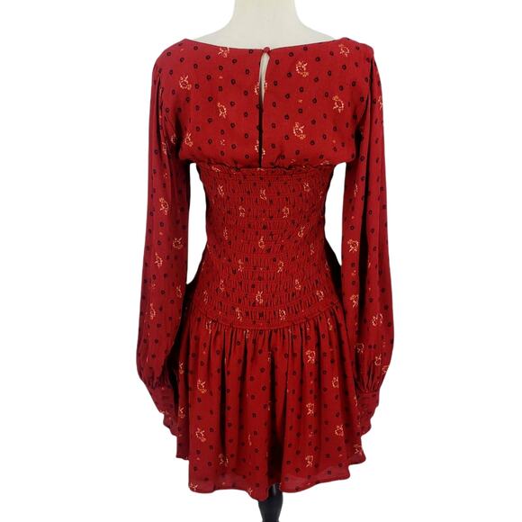 Free People Two Faces Smocked Mini Dress - Picture 8 of 9